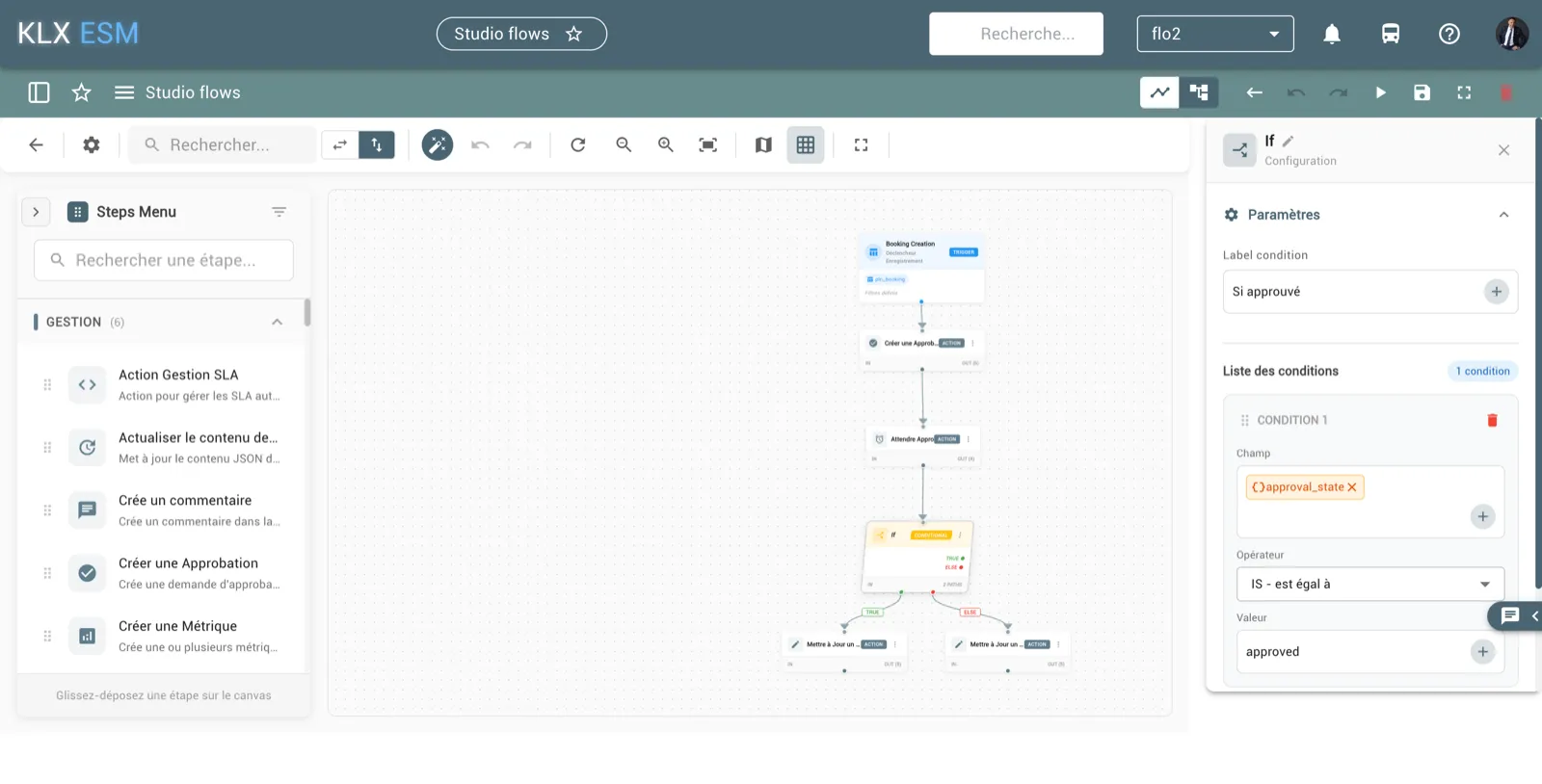 Studio de workflows no-code de KLX ESM