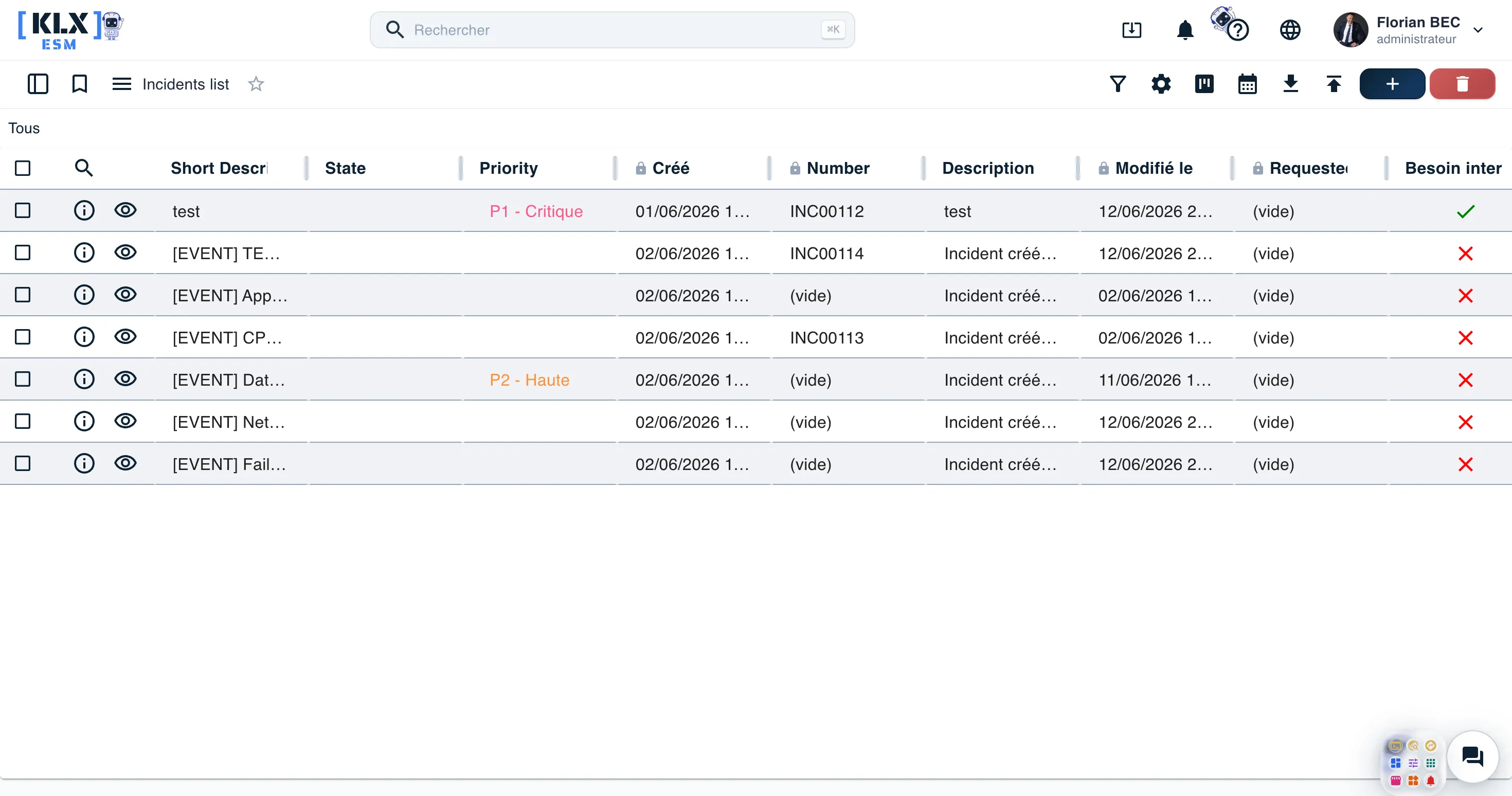 Gestion des incidents dans KLX ESM