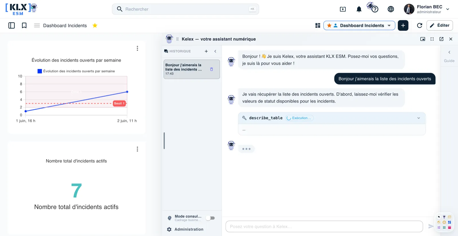 Assistant IA Kelex intégré au portail KLX ESM
