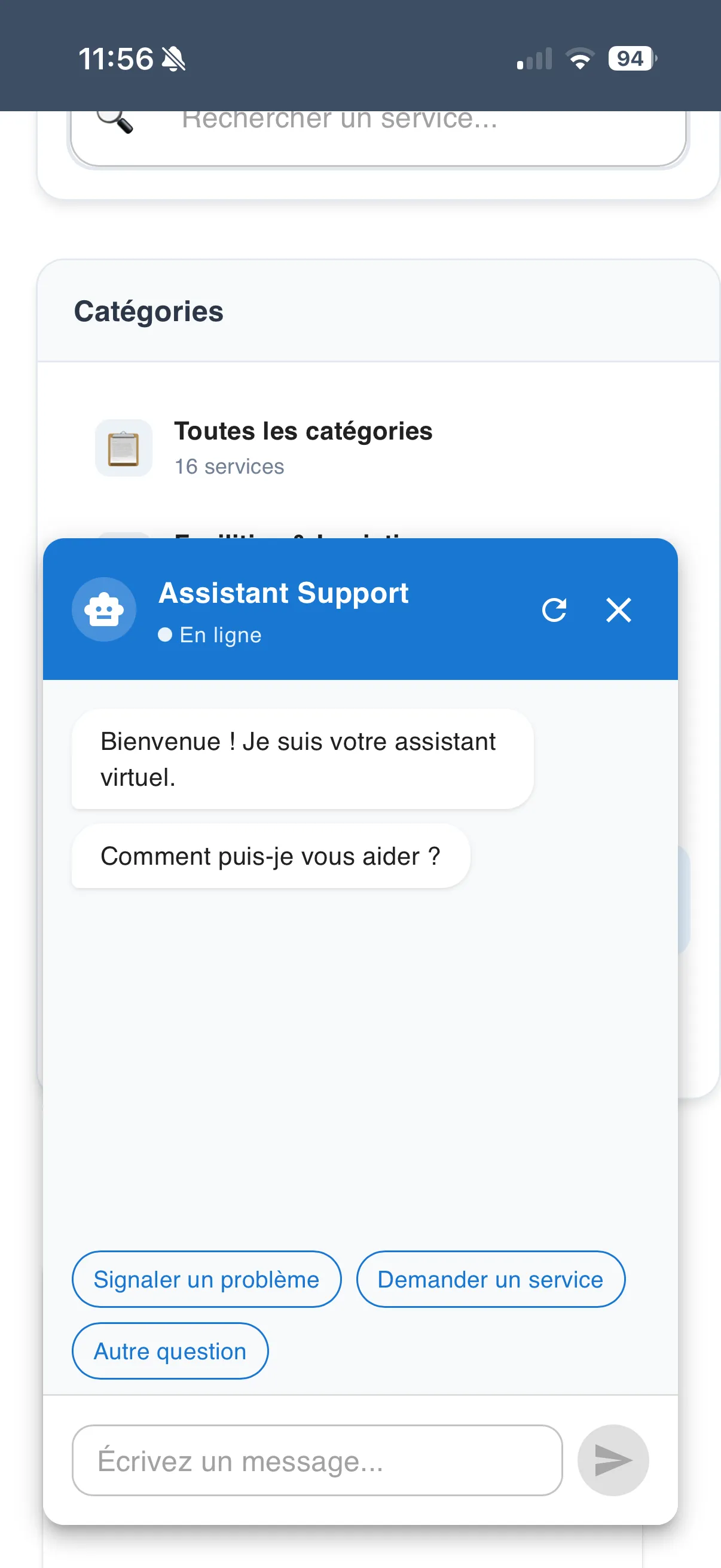 Assistant IA Kelex ouvert dans l’application mobile KLX ESM